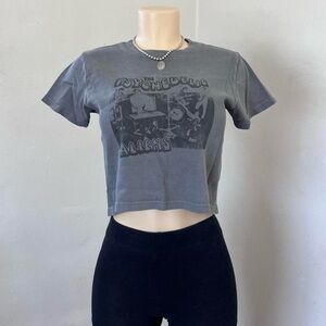 Brandy Melville Gray Psychedelic Aliens Crop Top